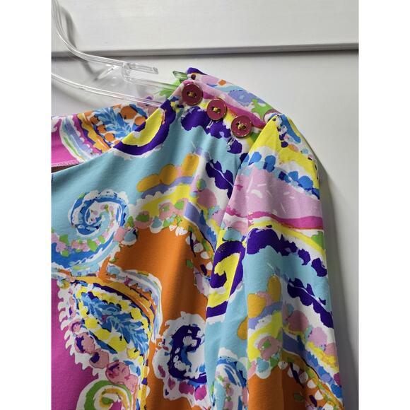 J. McLaughlin Bright Modern Paisley Signature Resort Top 3/4 Slv Boatneck XL - Picture 3 of 6